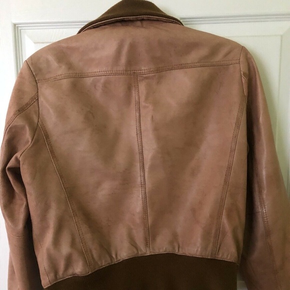 BEDO VINTAGE Women's Brown soft leather aviator/bomber, Size M - Picture 2 of 2